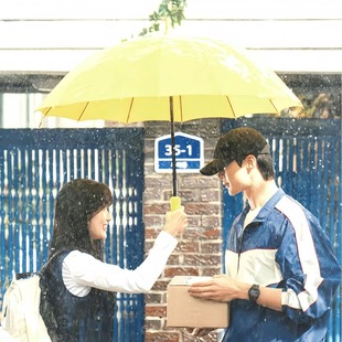 背着善宰跑韩剧同款黄色雨伞抗风16骨长柄边佑锡林率双人太阳伞-阿里巴巴