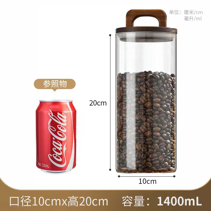 Tarro de vidrio de borosilicato con tapa de madera, gran capacidad, ideal para almacenar granos de café o alimentos secos
