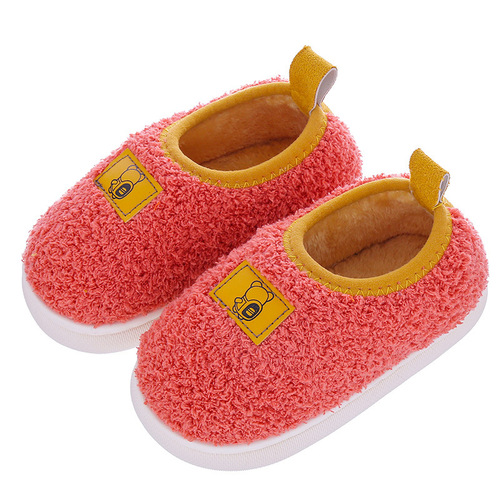 Baby Cotton Slippers for Winter, Boys 1-3 Years Old, 2-Indoor Non-Slip Warm Fleece Toddler Ankle Boots, Home Children's Cotton Shoes