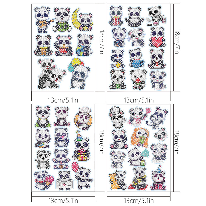 Panda animal pastel postre diamante pintura pegatinas gratis artesanía infantil DIY pegatinas decorativas pegatinas de refrigerador fabricante