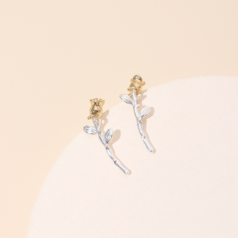 4g Weight Earrings Classification Wedding, Travel Occasion Women'S Gender Simple Style Style  Fashion Color Matching Rose Flower Earrings 1