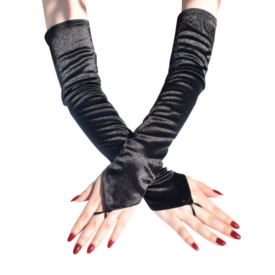 50cm Lengthened Elbow Satin Hook Gloves Women's Nylon Stretch 1920s Tea Party Retro Gloves