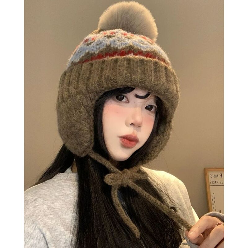 防寒费尔岛护耳毛线帽子女款秋冬季加厚保暖帽针织包头雷锋帽厂家|undefined