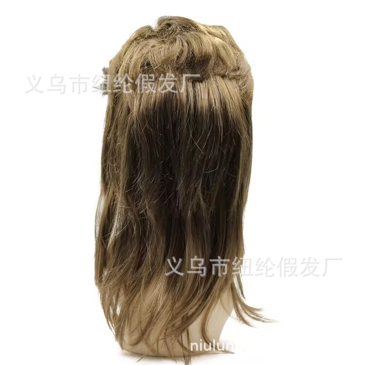 Los hombres europeos y americanos oblicuo Bangs niños rendimiento apoyos US dólar collar anillo de radio larga recta pelo etapa rendimiento del reloj