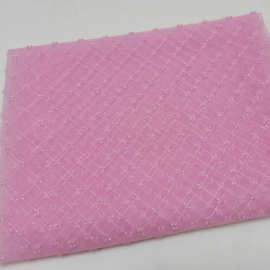 绒布面料珠管刺绣婚纱礼服布料激光线条加珠亮片刺绣晚礼服面料