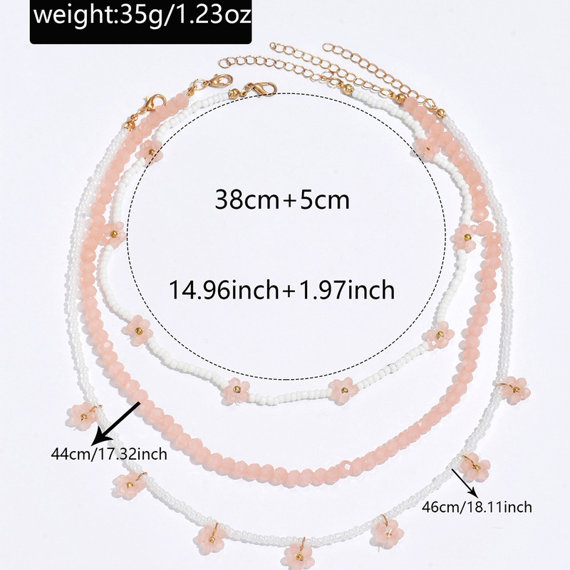 フラワービーズネックレス卸売ヨーロッパとアメリカのクロスボーダー新しい多層ニッチパーソナライズアクセサリー女性のライスビーズネックレス|undefined