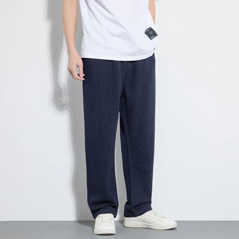 Pantalones casuales pantalones de lino finos de verano para hombres pantalones de trapeador rectos drapeados pantalones de lino de algodón suelto de tendencia de estilo chino