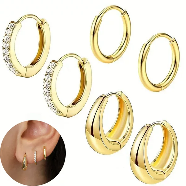 Ins Fashion Copper Earrings for Women, Niche Luxury Design with Rounded Edges, Zircon Ear Clips, Ear Hoops with a High-End Luxury Feel