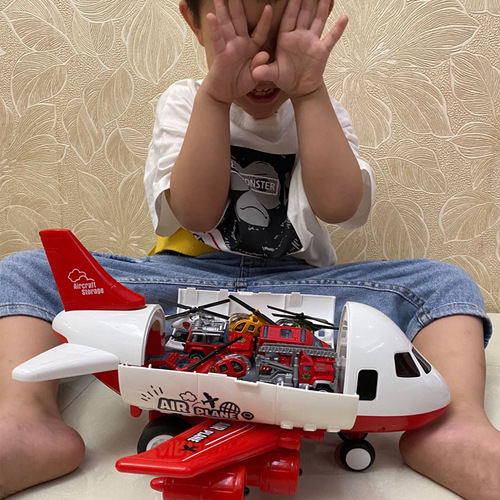 Children's airplane toy set large passenger aircraft model can store plastic airplane inertia car cross-border boy gift