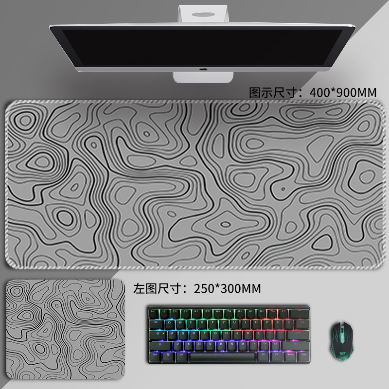 Simple blanco y negro alfombrilla de ratón línea terreno geográfico de gran tamaño teclado pad internet café Oficina aprendizaje e-sports escritorio pad