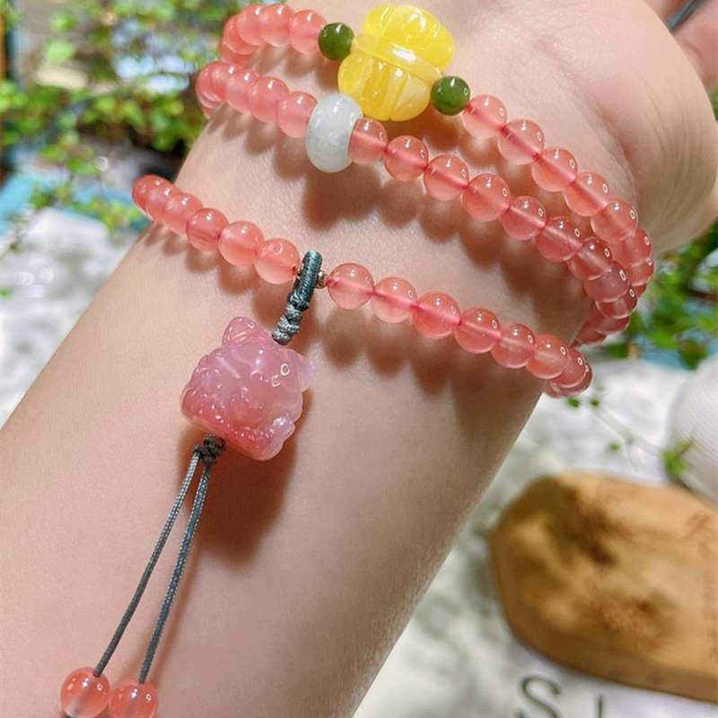 사우스 레드 6mm 물 레드 멀티 서클 팔찌 여성 민족 스타일 연인 선물 여자 친구 쉐이크 사운드 뜨거운 a 도매