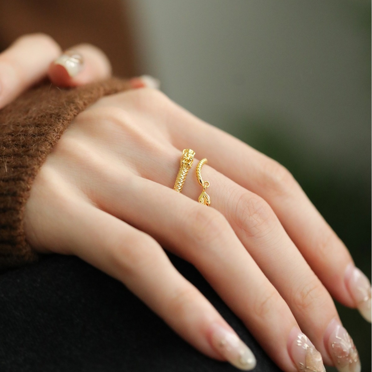 Bijoux et accessoires Bague Dragon Année Petit Dragon Doré Design de niche Mode Bague Année Dragon Zodiaque Haut de gamme Accessoires de bague Femme_voghion.com