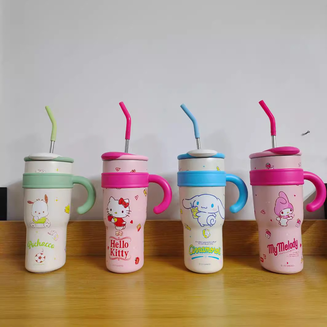 Sanrio Hello Kitty большой большой емкости стакан для воды с высоким лицом милый клоун рыба ледяной кубок с соломкой
