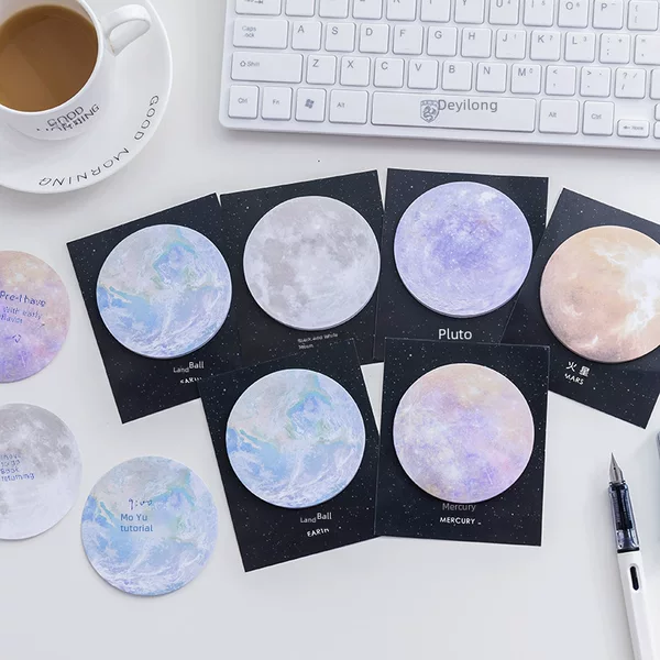 Planet series opposite sex sticky note personalized creative round tearable note book learning office stationery N times stickers