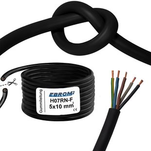 Flexible H07Rn-F 5X10 Mm² Gummileitung Schwarz Für Wandladung