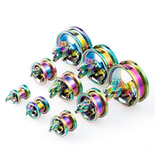 Dinosaur stainless steel pulley ear expander Zodiac support large ear hole animal auricle cross-border puncture ear expander wholesale
