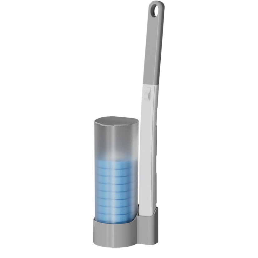 Disposable Toilet Brush Set Household Throwable Replacement Brush Head with Cleaning Liquid Toilet Long Rod Brush