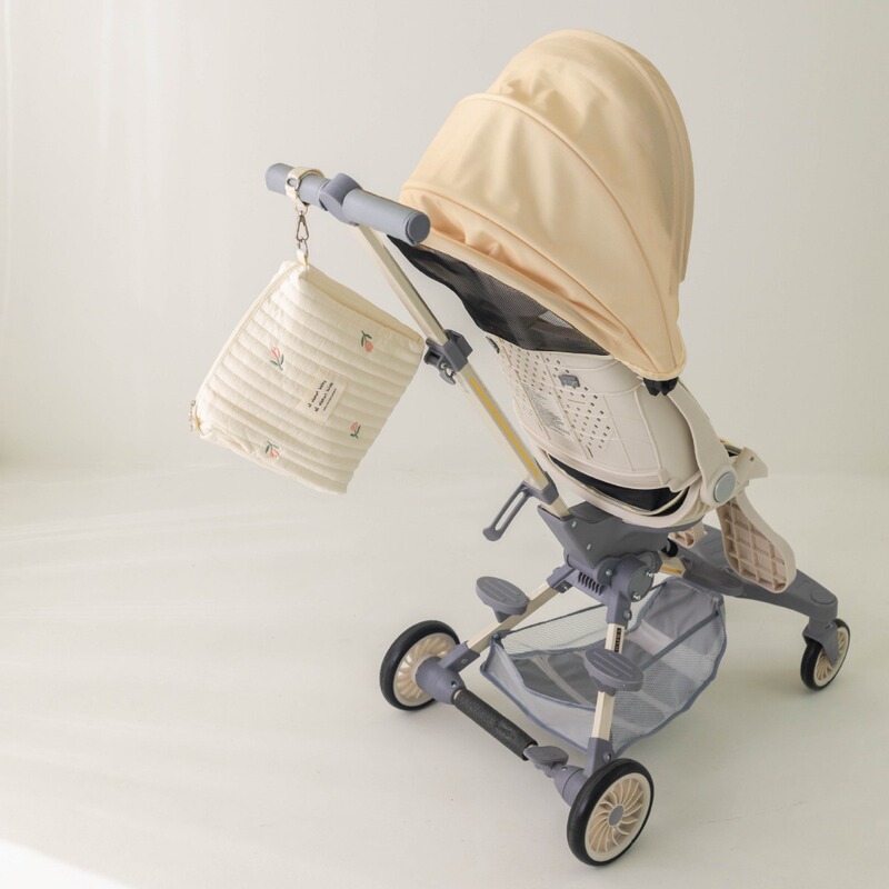 Cross-border Direct Supply Portable Travel Zipper Embroidery Cotton Mummy Bag Baby Trolley Hanging Bag Diaper Bag Baby Bottle