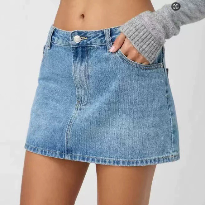 2025 Европа и США трансграничное летнее новое эластичные стройные женские джинсовые юбки