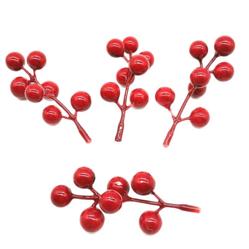 Año Nuevo fruta roja simulación de bayas rojas accesorios de árbol de Navidad flor seca bonsai accesorios de bayas rojas al por mayor