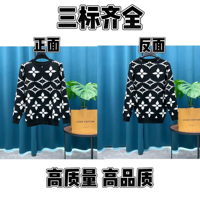 2025秋冬新款潮牌字母满身logo圆领针织毛衣男女款宽松休闲上衣|undefined