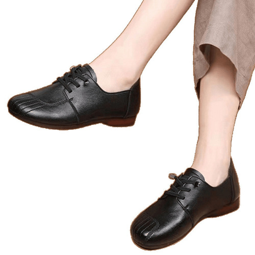 【Bestselling Store】Real Soft Calfskin Cowhide Soft Sole Spring and Autumn Mother Shoes Comfortable Versatile Casual Middle-Aged and Elderly Women