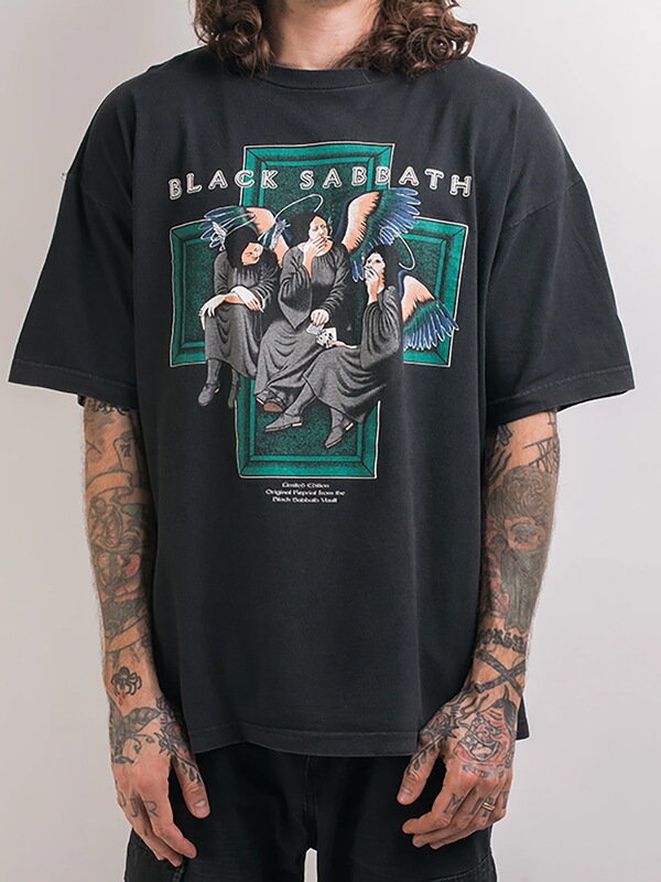 Black Sabbath Black Sabbath Band Metal Rock American Retro High Street Loose Short-Sleeved T-Shirt for Men