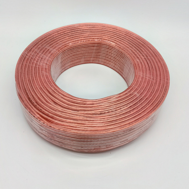 Factory Direct Sales 200-Core Oxygen-Free Copper High-Fidelity Audio Cable Transparent Red Edge Audio Cable Speaker Cable Engineering Cable