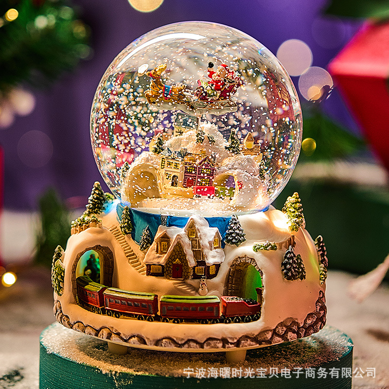 Tren de Navidad Bolas de cristal Caja de música Caja de sonido para niños y niñas Cumpleaños Año Nuevo Regalos de Día de San Valentín