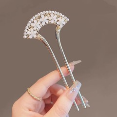 パールフラワー白ヘアピンハイエンドヘアピン女性のための 2025 新しいパールヘアアクセサリーヘアピン後頭部ヘアピン