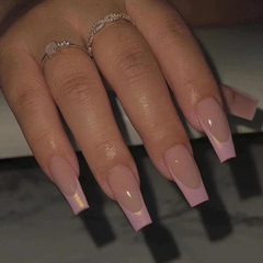 Aurora French-style pastel pink wearable nail art, minimalist and versatile, sweet false nails, ready-to-wear nail stickers for women