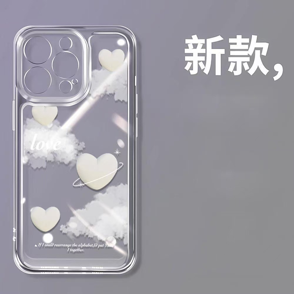 Love Cloud para iphone16promax funda para teléfono móvil transparente Apple 15 anti-caída 14pro Japón y Corea 13/12