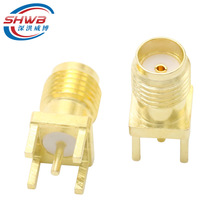 SMA-KWE射频连接器立式直插天线座子PCB4脚插板接头母座外螺内孔