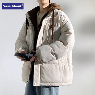 NASA Corduroy Winter Warm Men's Cotton Coat Thickened Sports Fake Two-piece Coat Boys Coat Down Cotton Coat