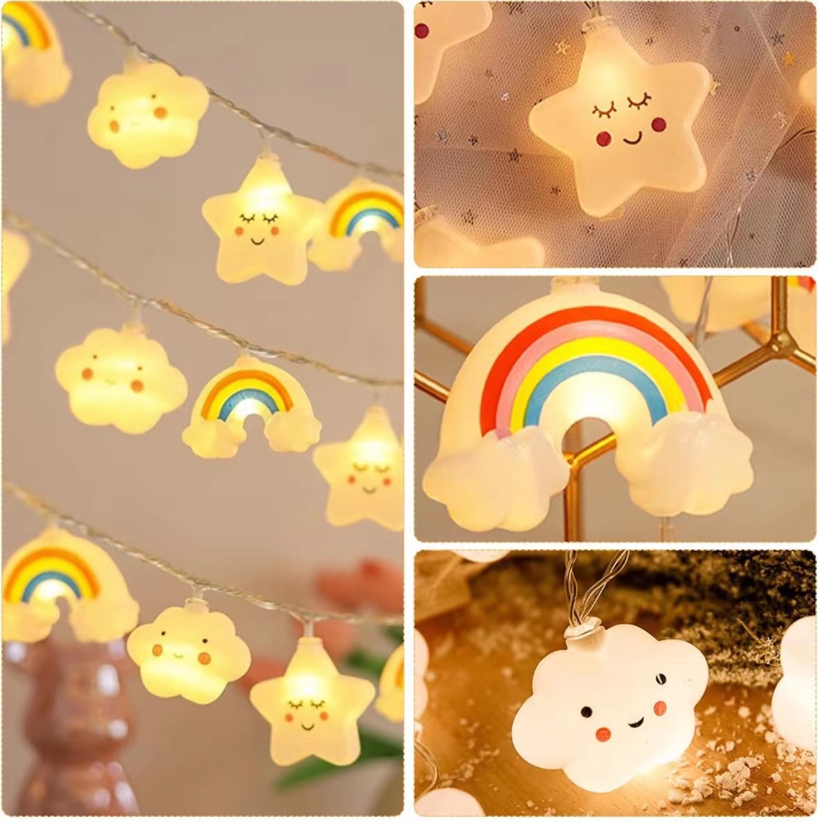 LED estrellas nubes sonrientes lámparas string luces decorativas decoraciones de la habitación de niños accesorios fotográficos luces de atmósfera
