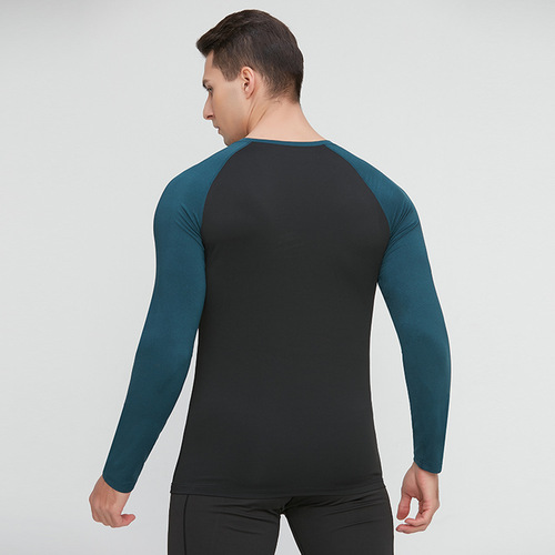 Men's sports running fitness clothing Amazon large size tights quick-drying long-sleeved T-shirt high elastic training clothing