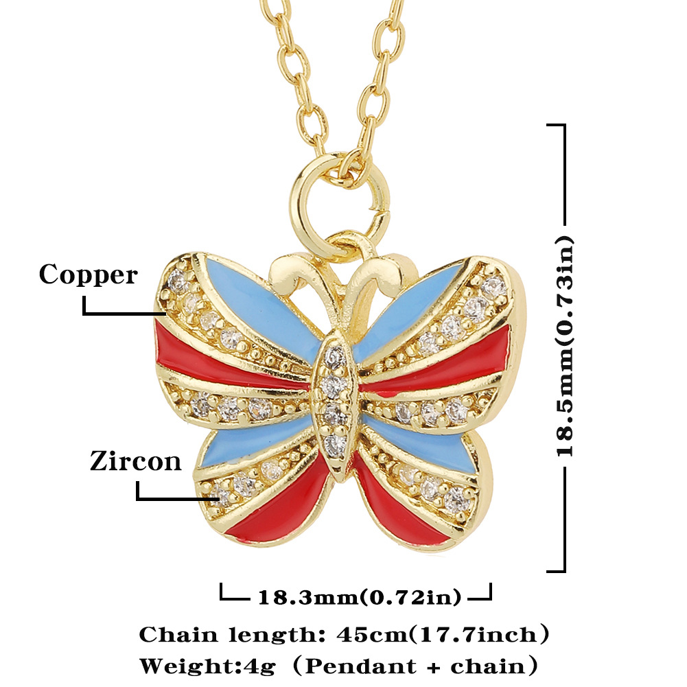 Fashion Butterfly Copper Inlay Zircon Necklace