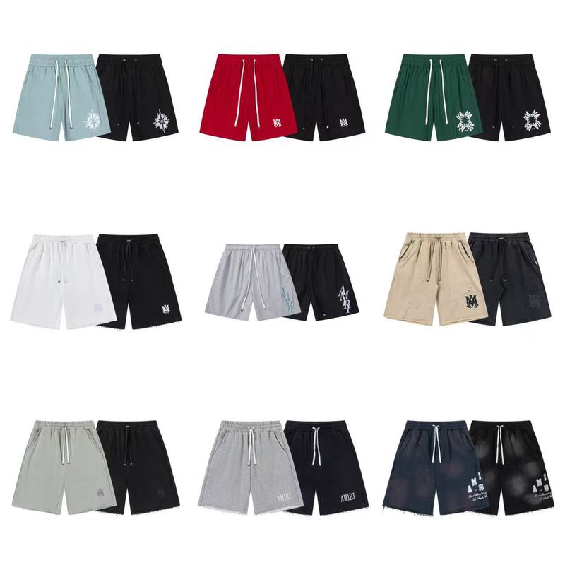 High-Quality Amiri American High-Street Style Paisley Leopard Print Classic Lettering Tassel Drawstring Casual Loose Sports Shorts