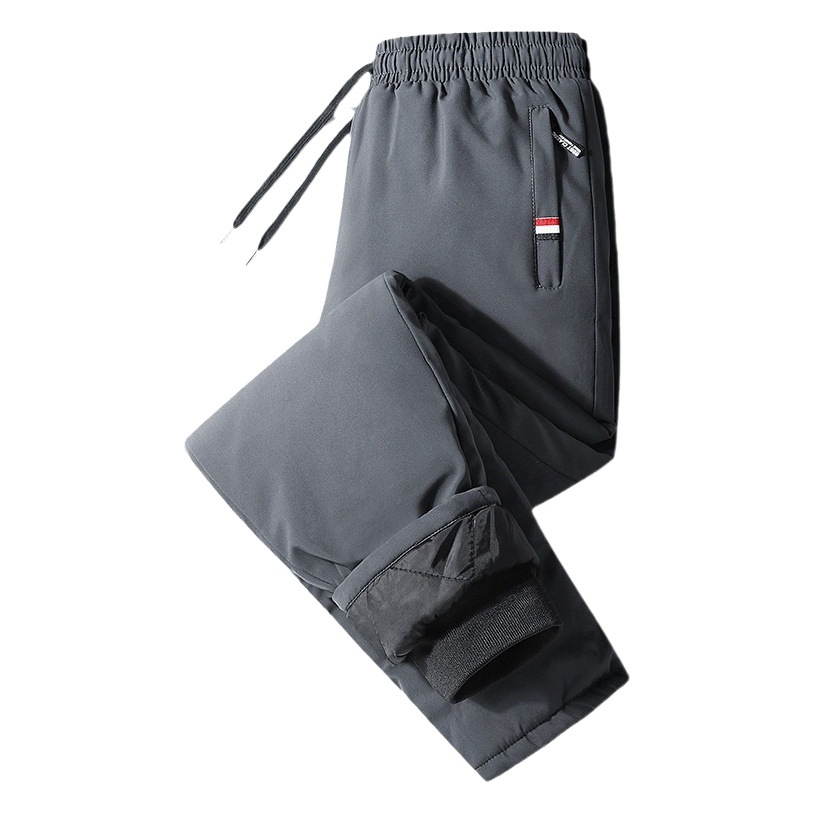 2023 Winter Men's Cotton Pants Loose Straight-Leg Plus Size Casual Outerwear Cold-Proof Warm Plus Velvet Thickened Men's Trousers
