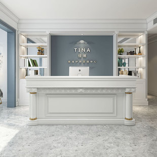 European-Style Modern Beauty Salon Front Desk, High-End Bar Counter, Club Hotel Company Reception Desk, Clothing Store Cashier Desk