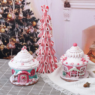 Christmas Decorations Home Luminous Soft Clay Castle House Bread Soil Christmas Shopping Mall Window Decoration suit