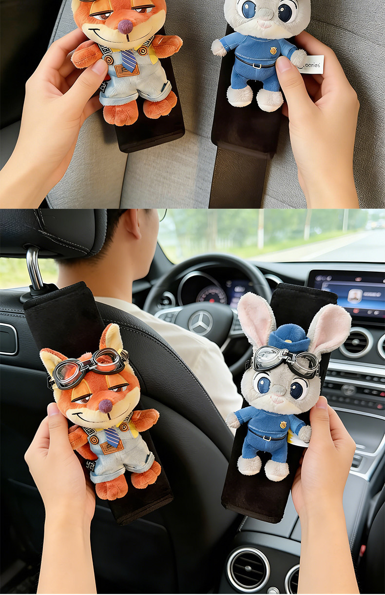New Judy Nick Car Seatbelt Shoulder Pads, Cute Car Interior Decoration, a Pair of Car Seatbelt Covers for Couples