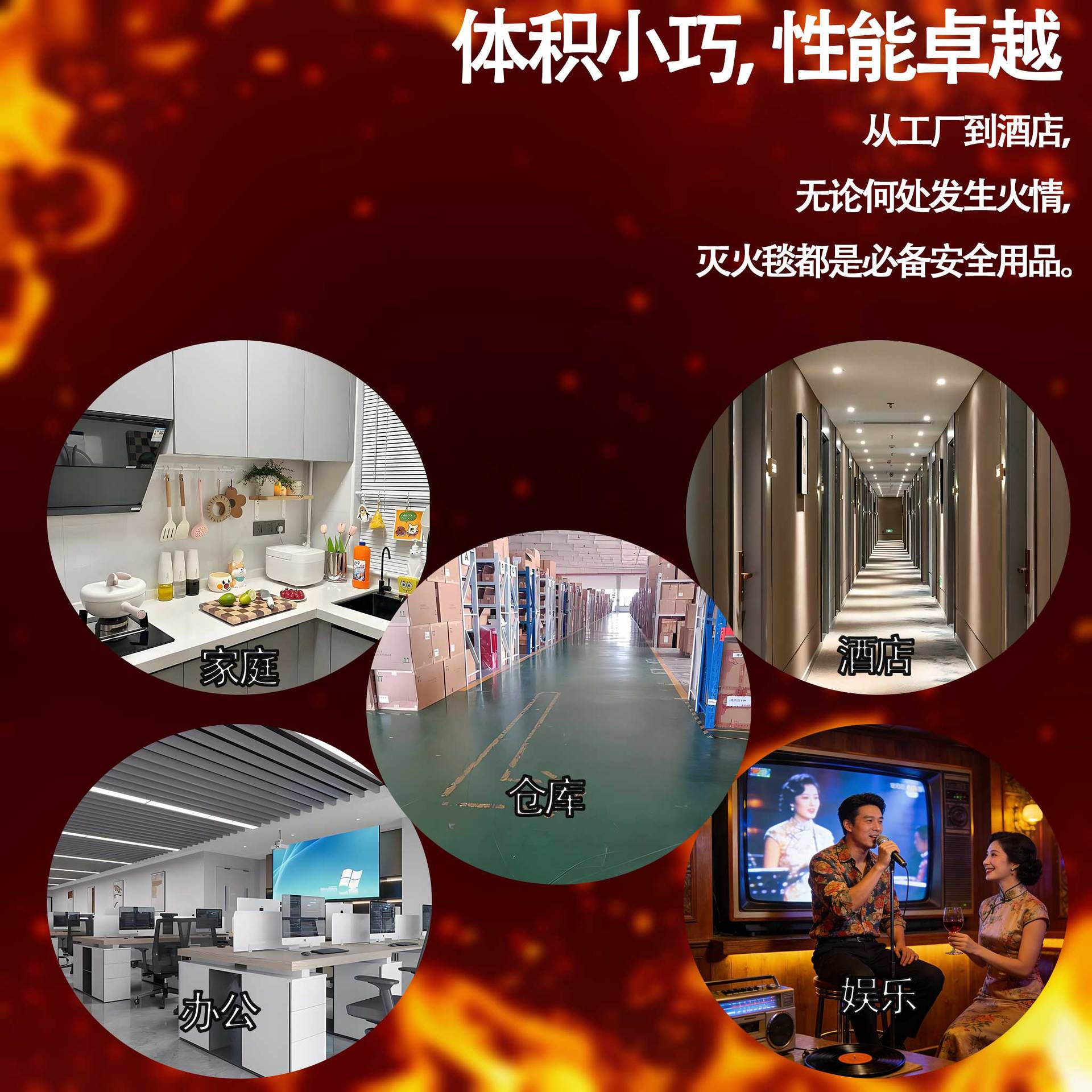 Thickened Fire Blanket 1m × 1m Certified for Fire Protection, Available in Multiple Specifications, Fire-Resistant and Flame-Retardant, for Home Emergency Protection and Escape
