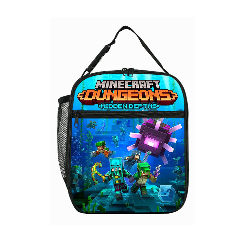 Minecraft Bolso de comida para estudiantes de primaria Minecraft Bolso de hombro portátil para niños Caja de aislamiento Bolsa de almuerzo portátil de campo
