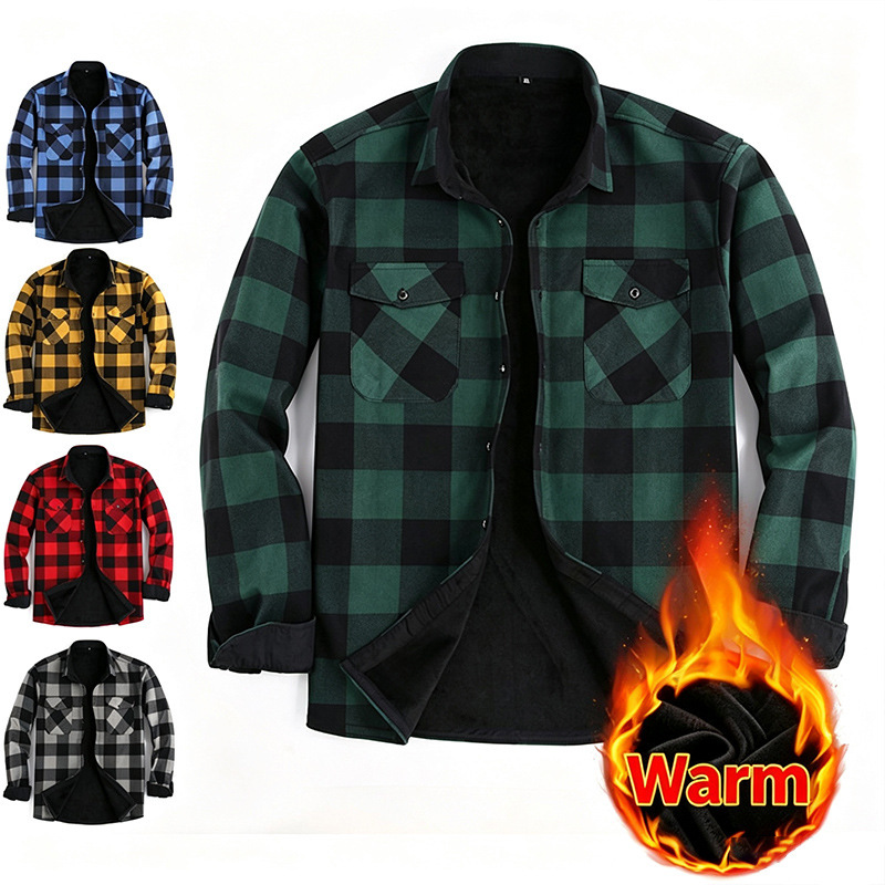 Amazon Spot Flannel Men's Warm Shirt Plus Velvet Thickened Shirt Men's Long-Sleeved Casual Plaid Shirt Men Amazon Spot Flannel Men's Warm Shirt Plus Velvet Thickened Shirt Men's Long-Sleeved Casual Plaid Shirt Men