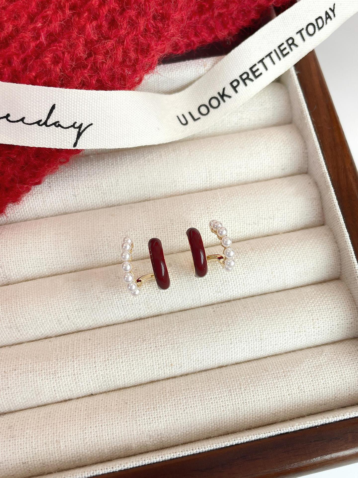 Viininpunaiset tippuvat helmikorvakorut, jotka sopivat naisille syksyyn ja talveen, ainutlaatuiset korvakorut, uudet huippuluokan korvakoristeet_voghion.com