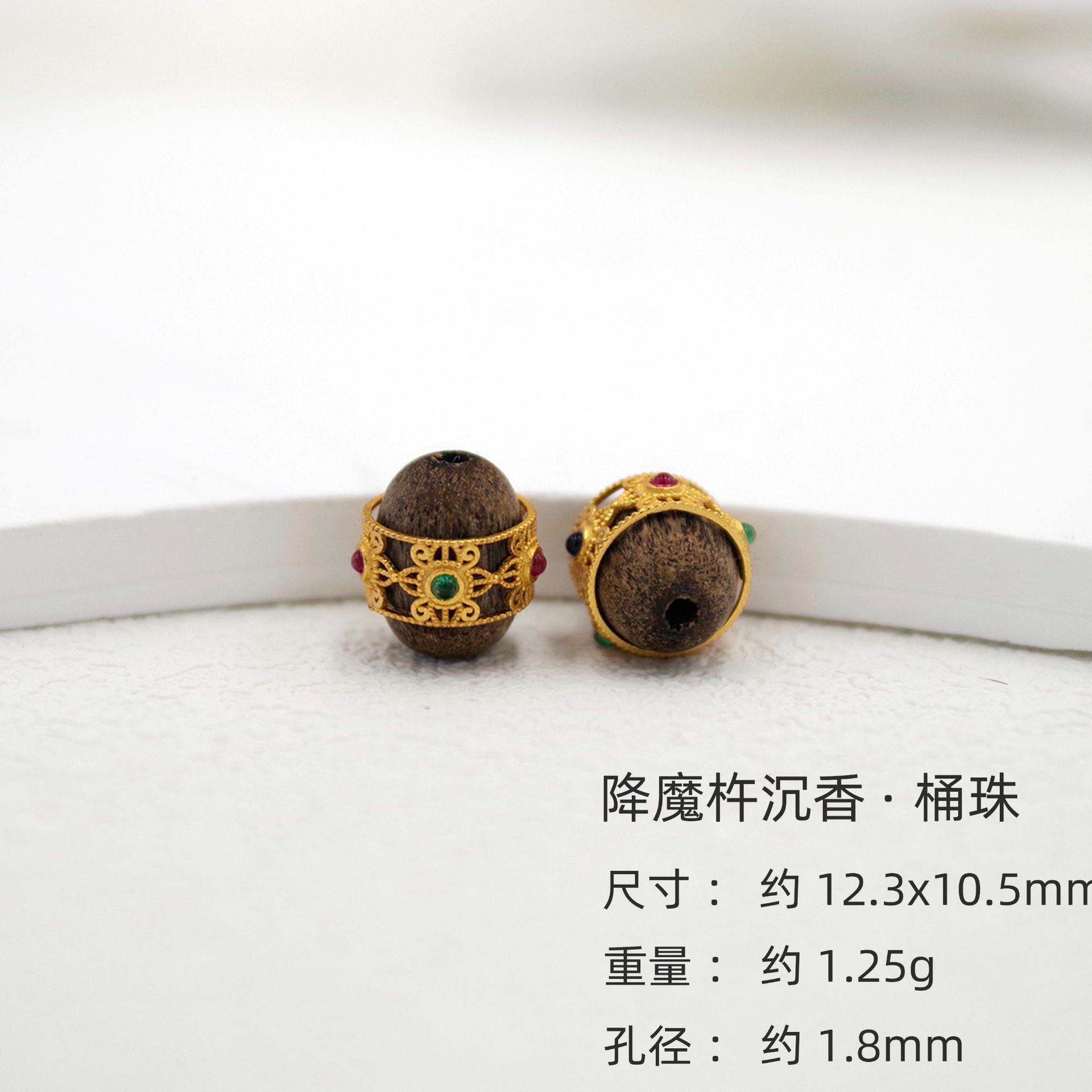 Natural Agarwood Accessories S925 Silver Gold-Plated Bracelet Necklace Bracelet Accessories DIY Handmade Spacer Beads Semi-Finished Products