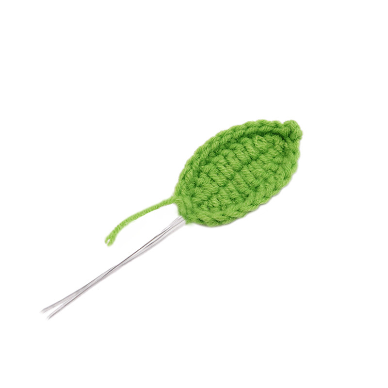 メーカー手作りかぎ針編み小葉チューリップ造花アクセサリー緑の葉編みウール花と葉の完成品|undefined