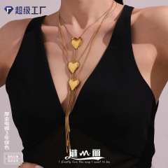 Mili 光沢のあるラブプルスネークボーンチェーンヨーロッパとアメリカのクロスボーダーファッションステンレス鋼 18K ゴールドネックレスタッセルセーターチェーン