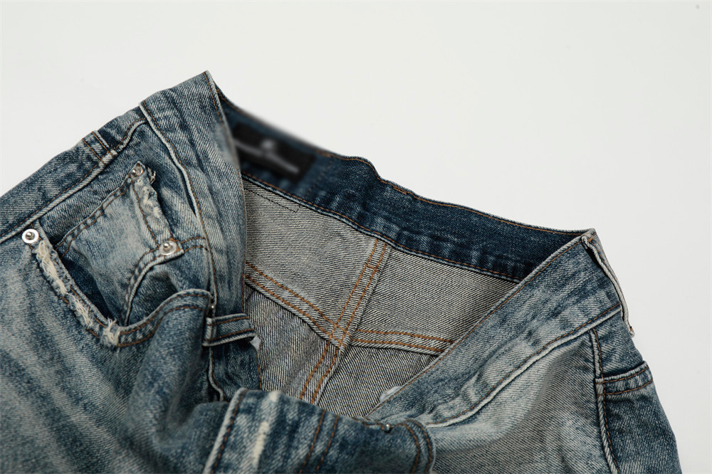 Men's Punk Retro Ripped Washed Jeans High Street Trendy Distressed Chic Wide Leg Pants mid Waist Long Softener Machine Washable_mkmklike.com